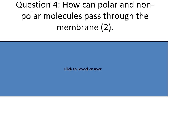Question 4: How can polar and nonpolar molecules pass through the membrane (2). •