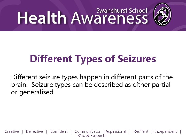 Different Types of Seizures Different seizure types happen in different parts of the brain.