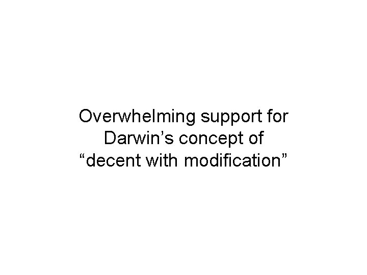 Overwhelming support for Darwin’s concept of “decent with modification” 