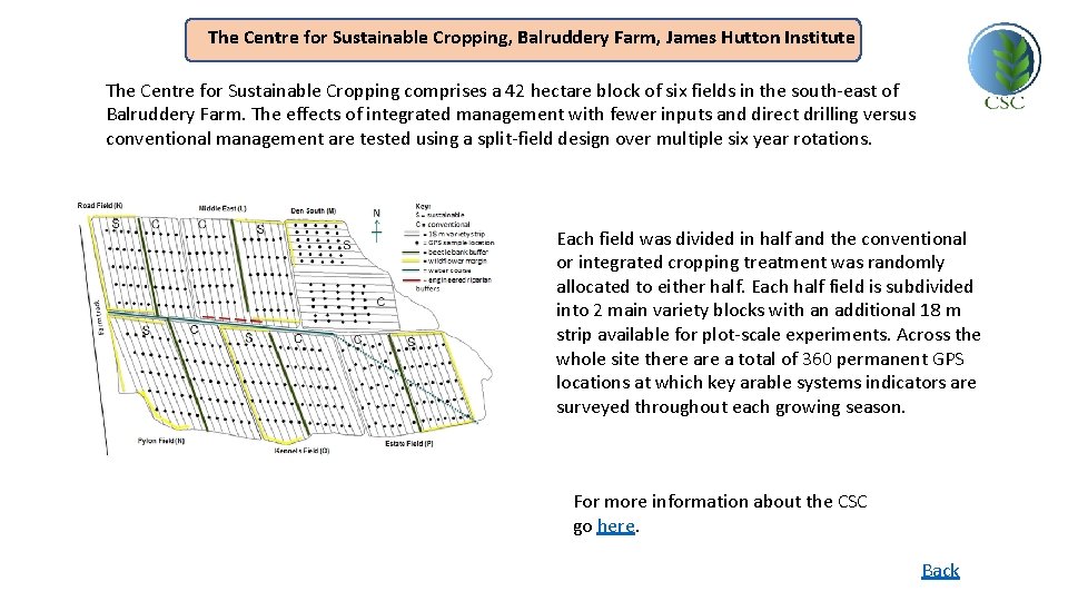 The Centre for Sustainable Cropping, Balruddery Farm, James Hutton Institute The Centre for Sustainable