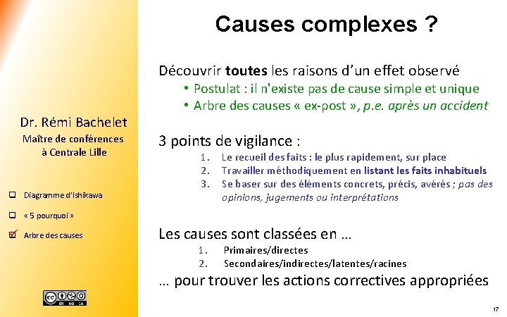 Causes complexes ? Découvrir toutes les raisons d’un effet observé Dr. Rémi Bachelet Maître