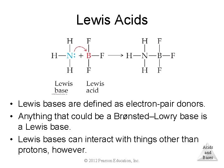 Lewis Acids • Lewis bases are defined as electron-pair donors. • Anything that could