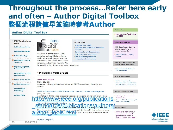 Throughout the process…Refer here early and often – Author Digital Toolbox 整個流程請儘早並隨時參考Author Digital. Toolbox
