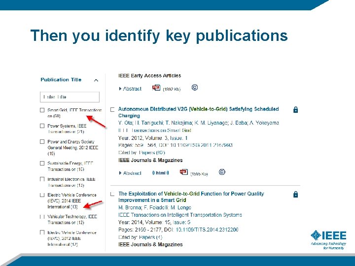 Then you identify key publications 