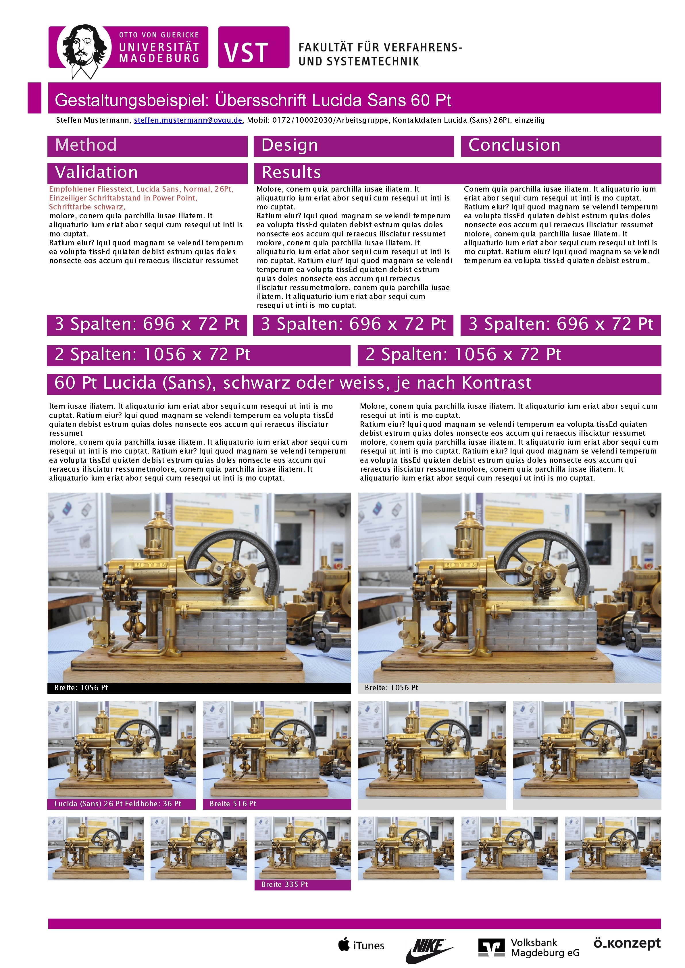 Gestaltungsbeispiel: Übersschrift Lucida Sans 60 Pt Steffen Mustermann, steffen. mustermann@ovgu. de, Mobil: 0172/10002030/Arbeitsgruppe, Kontaktdaten