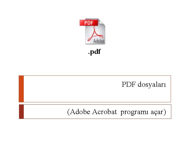 . pdf PDF dosyaları (Adobe Acrobat programı açar) 