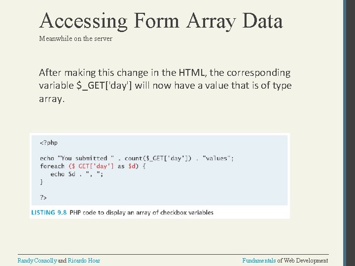 Accessing Form Array Data Meanwhile on the server After making this change in the