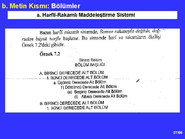 b. Metin Kısmı: Bölümler 37/66 