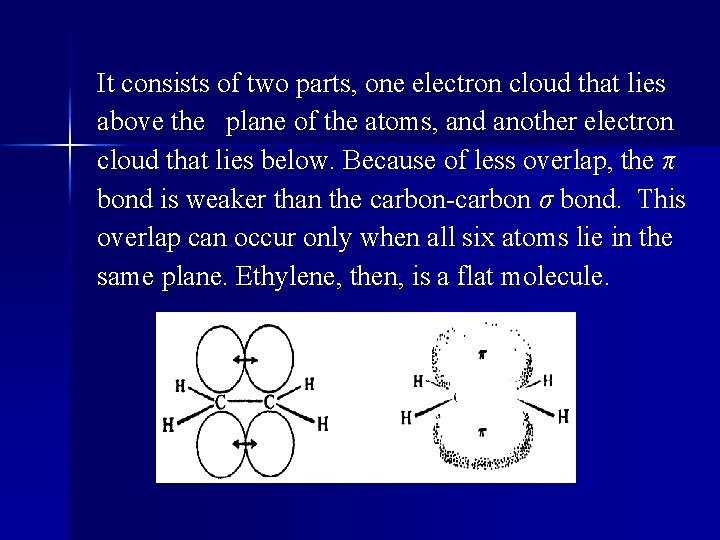 It consists of two parts, one electron cloud that lies above the plane of