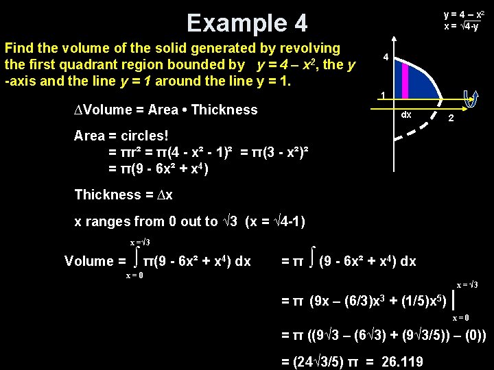 y = 4 – x 2 x = √ 4 -y Example 4 Find