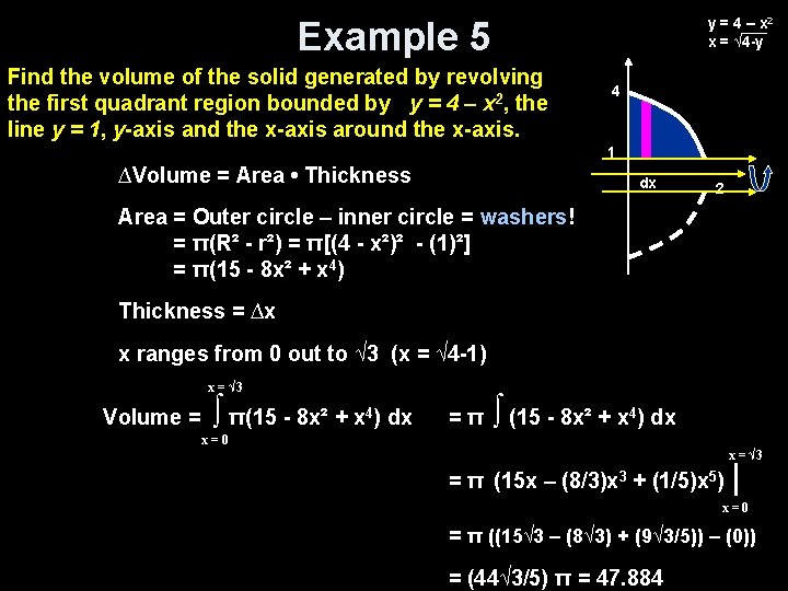 y = 4 – x 2 x = √ 4 -y Example 5 Find