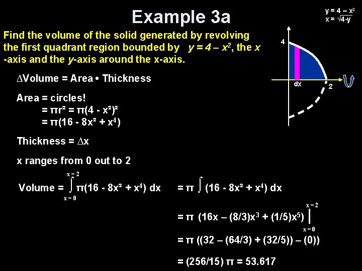 y = 4 – x 2 x = √ 4 -y Example 3 a
