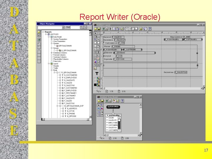 D A T A B A S E Report Writer (Oracle) 17 