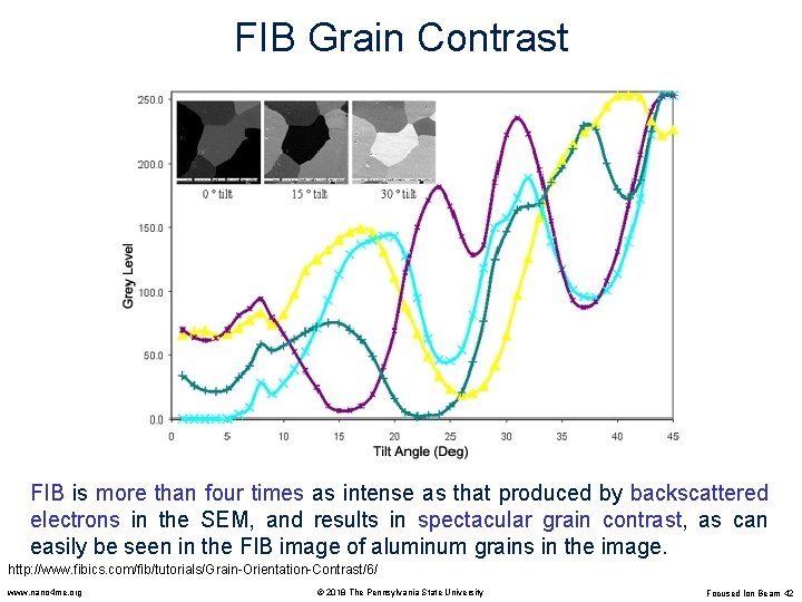 FIB Grain Contrast FIB is more than four times as intense as that produced