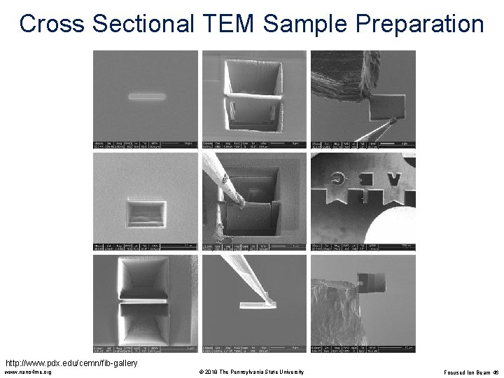 Cross Sectional TEM Sample Preparation http: //www. pdx. edu/cemn/fib-gallery www. nano 4 me. org