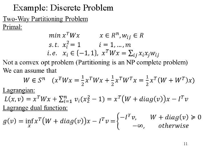 Example: Discrete Problem 11 