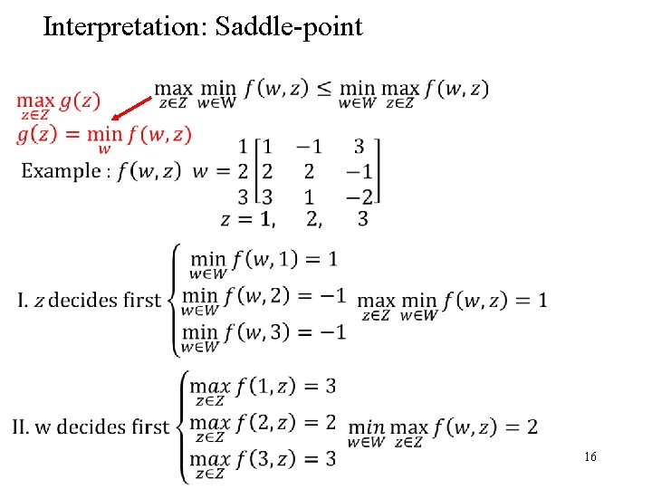 Interpretation: Saddle-point 16 