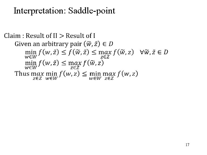 Interpretation: Saddle-point 17 