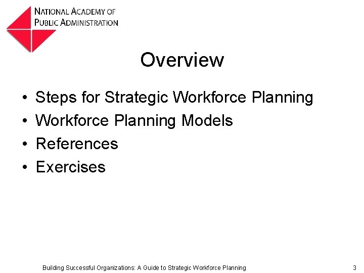Overview • • Steps for Strategic Workforce Planning Models References Exercises Building Successful Organizations: Overview • • Steps for Strategic Workforce Planning Models References Exercises Building Successful Organizations: