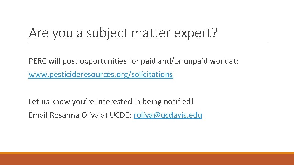 Are you a subject matter expert? PERC will post opportunities for paid and/or unpaid