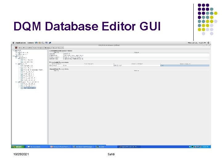 DQM Database Editor GUI 10/25/2021 Safdi 