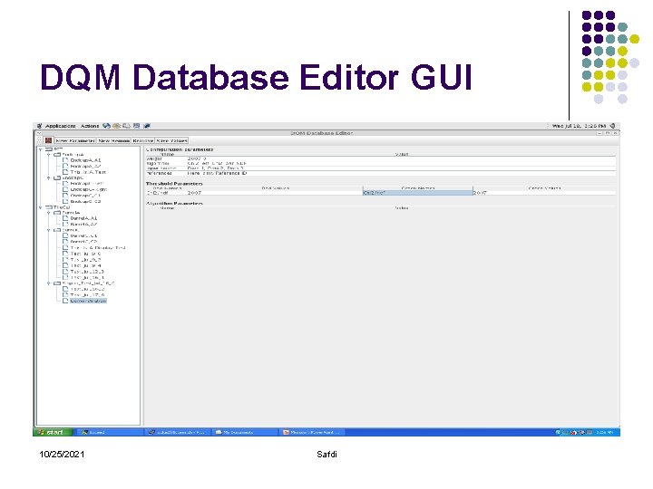 DQM Database Editor GUI 10/25/2021 Safdi 