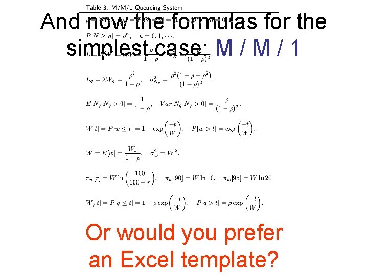 And now the formulas for the simplest case: M / 1 Or would you