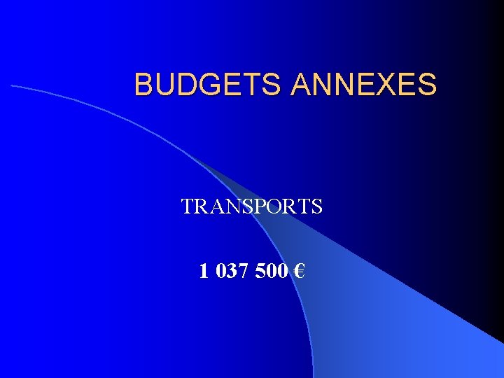 BUDGETS ANNEXES TRANSPORTS 1 037 500 € 