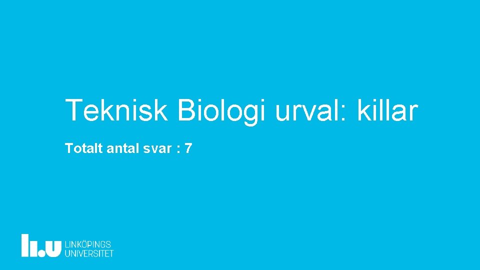 Teknisk Biologi urval: killar Totalt antal svar : 7 