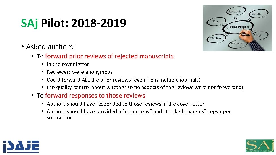 SAj Pilot: 2018 -2019 • Asked authors: • To forward prior reviews of rejected