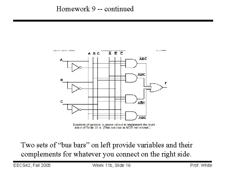 Homework 9 -- continued Two sets of “bus bars” on left provide variables and Homework 9 -- continued Two sets of “bus bars” on left provide variables and