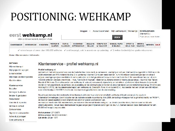 POSITIONING: WEHKAMP 