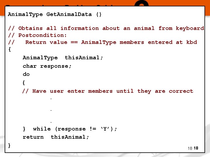 Animal. Type Get. Animal. Data () // Obtains all information about an animal from Animal. Type Get. Animal. Data () // Obtains all information about an animal from