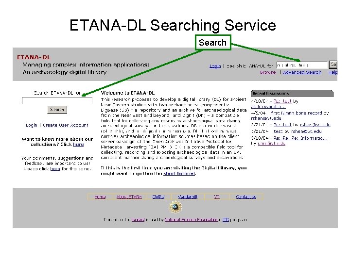ETANA-DL Searching Service Search 