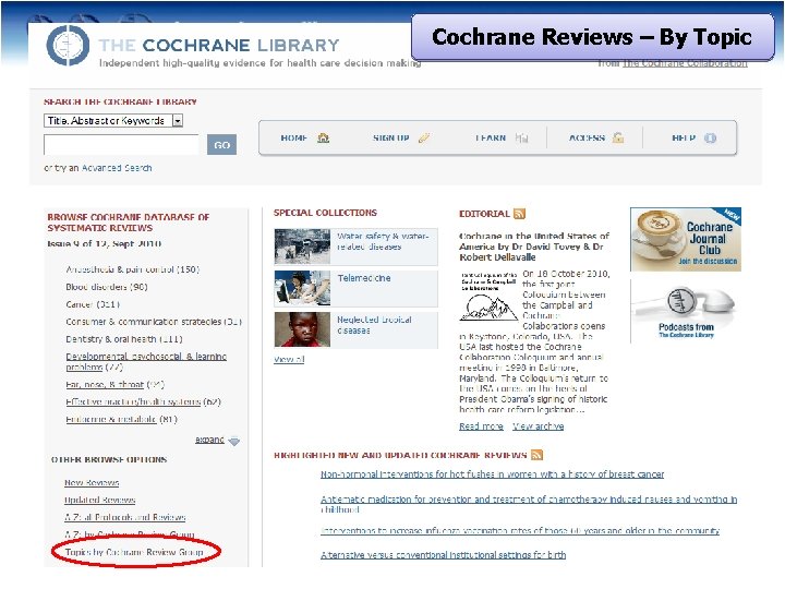 Cochrane Reviews – By Topic 