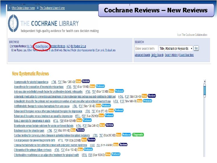 Cochrane Reviews – New Reviews 