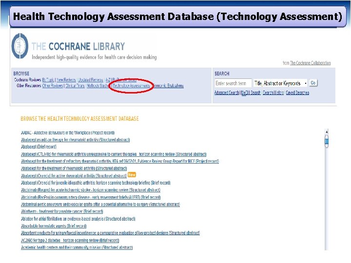 Health Technology Assessment Database (Technology Assessment) 