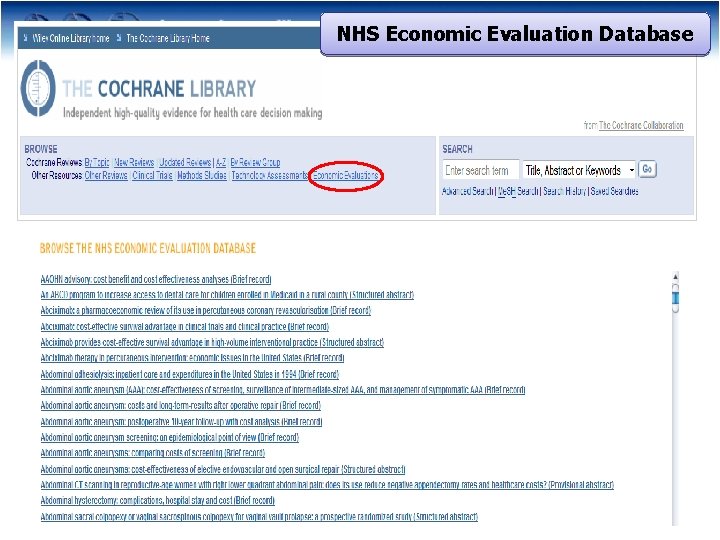 NHS Economic Evaluation Database 