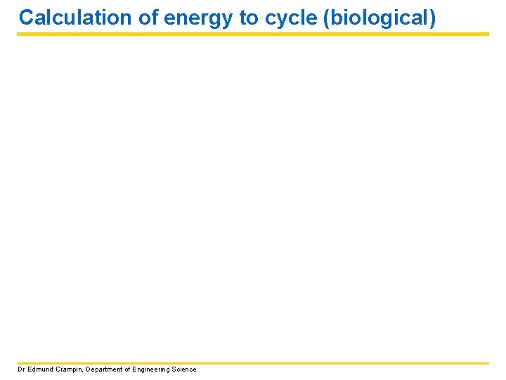 Calculation of energy to cycle (biological) Dr Edmund Crampin, Department of Engineering Science 