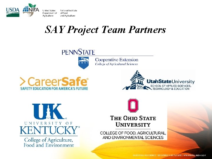 SAY Project Team Partners 