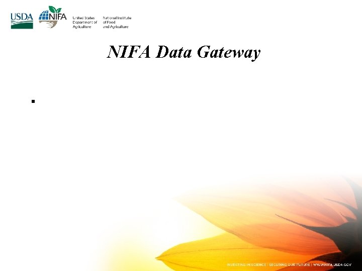 NIFA Data Gateway ▪ 