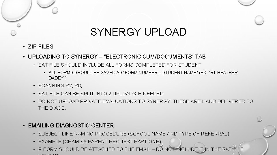 SYNERGY UPLOAD • ZIP FILES • UPLOADING TO SYNERGY – “ELECTRONIC CUM/DOCUMENTS” TAB •