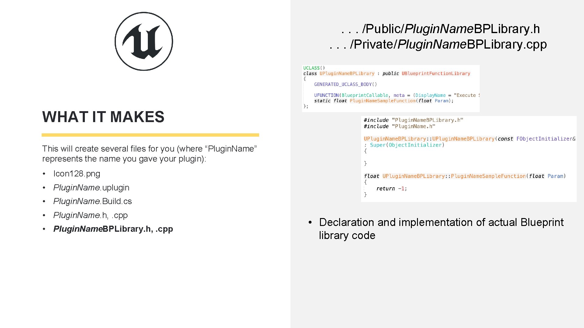 . . . /Public/Plugin. Name. BPLibrary. h. . . /Private/Plugin. Name. BPLibrary. cpp WHAT . . . /Public/Plugin. Name. BPLibrary. h. . . /Private/Plugin. Name. BPLibrary. cpp WHAT