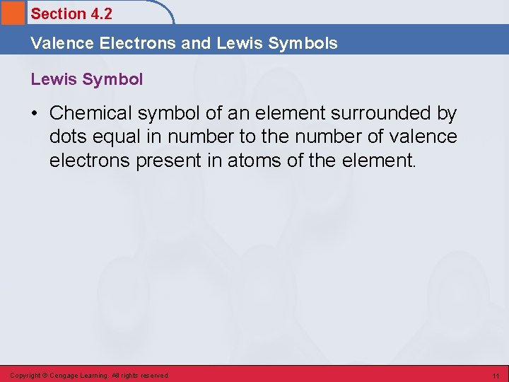 Section 4. 2 Valence Electrons and Lewis Symbols Lewis Symbol • Chemical symbol of