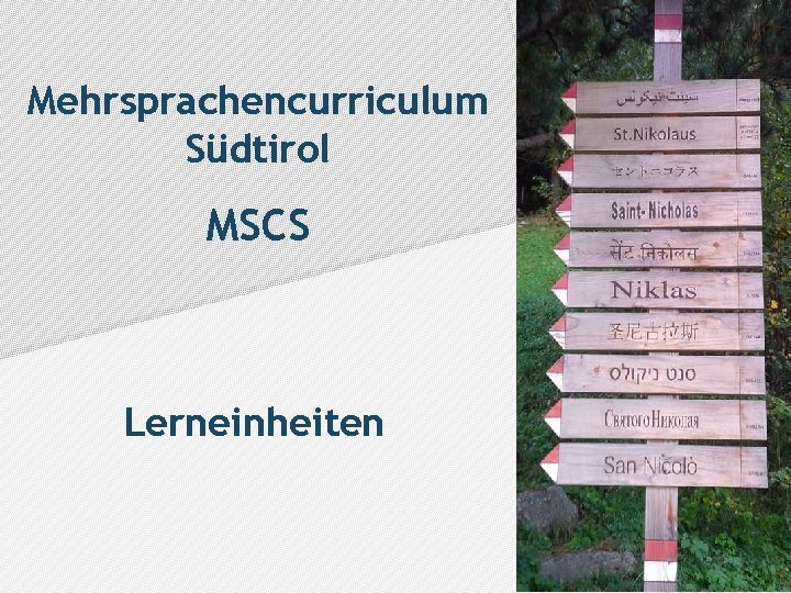 Mehrsprachencurriculum Südtirol MSCS Lerneinheiten 