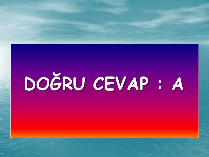 DOĞRU CEVAP : A 