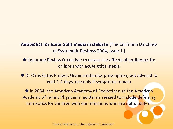 Antibiotics for acute otitis media in children (The Cochrane Database of Systematic Reviews 2004,
