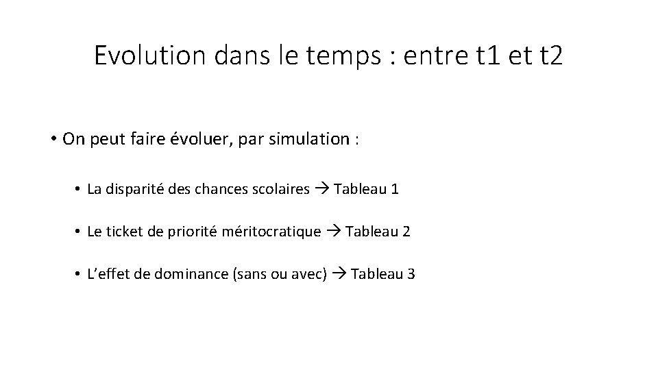 Evolution dans le temps : entre t 1 et t 2 • On peut