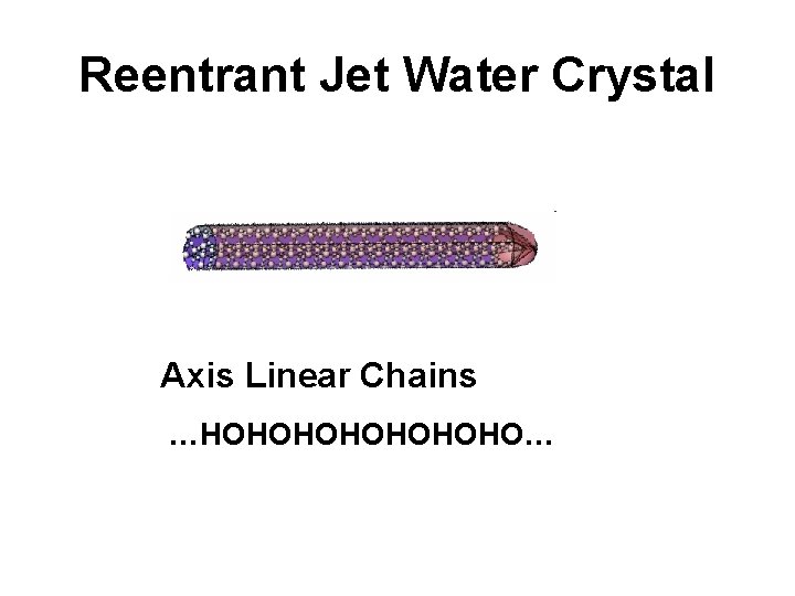 Reentrant Jet Water Crystal Axis Linear Chains …HOHOHOHO… 