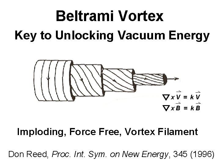 Beltrami Vortex Key to Unlocking Vacuum Energy x. V = k. V x. B